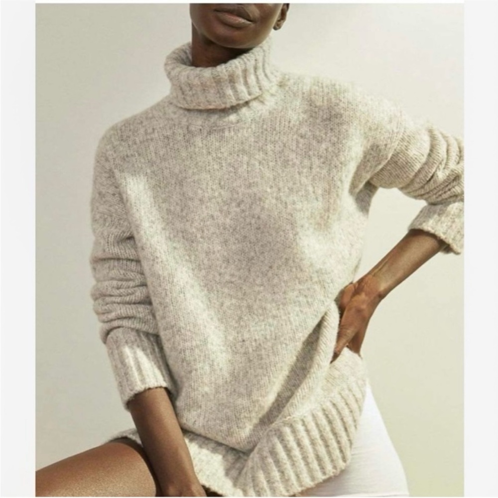 Everlane The Cloud Turtleneck Sweater - Heathered Black/grey - size small